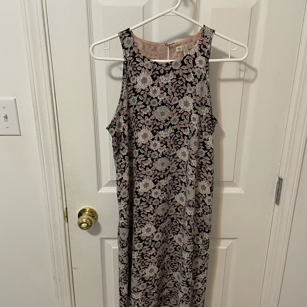 Floral Sleeveless Dress - Black and Pink